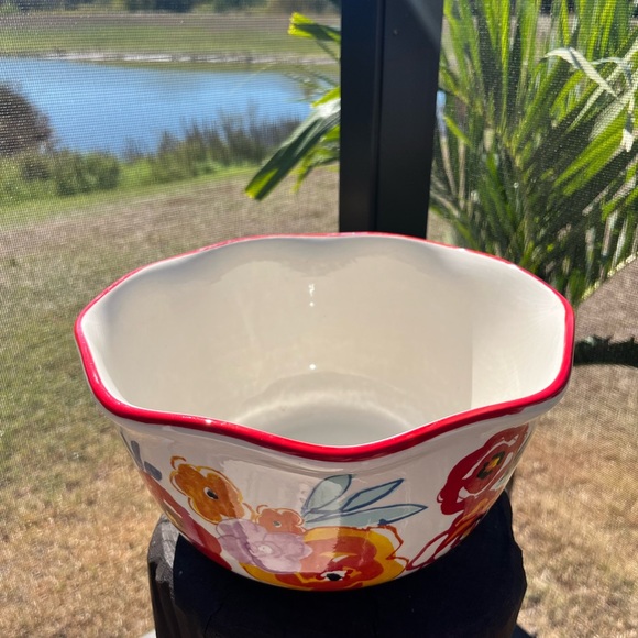 Pioneer Woman Flea Market Pattern Large 10.5" Mixing Bowl Stoneware Scalloped - Picture 9 of 11